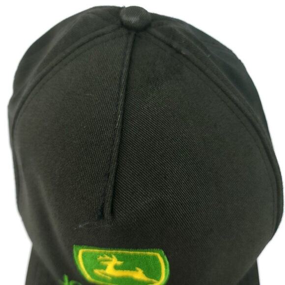 John Deere Black Cap Hat Used Snap Back Mens Unisex One Size Fits Most - Picture 10 of 10